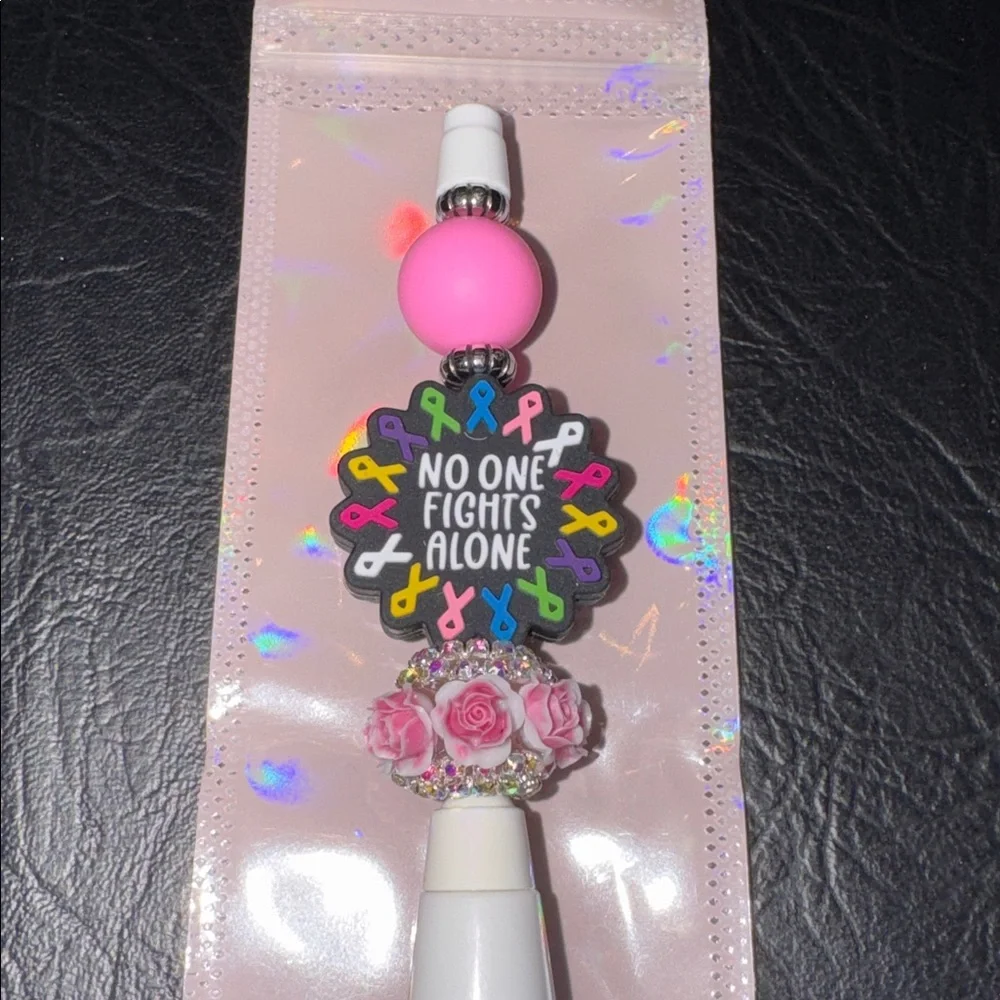 Box Cutter White, Pink & Black “NO ONE FIGHTS ALONE” Handcrafted by me, NEW